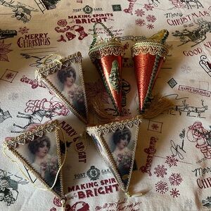 Gift Bag Victorian Theme Ornaments Vintage Dillards With Box Treasure bag 7x4